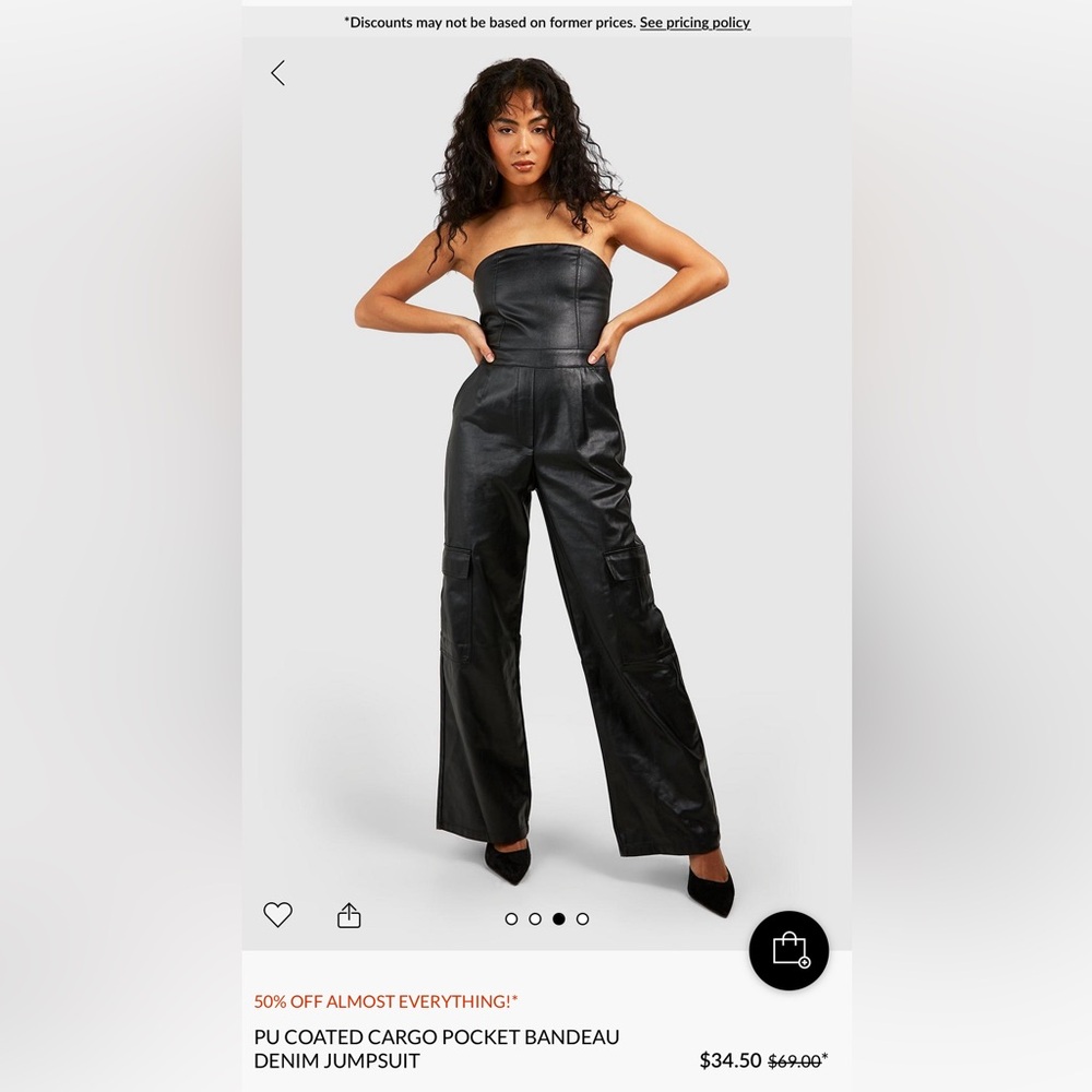 NWT boohoo leather / denim jumpsuit